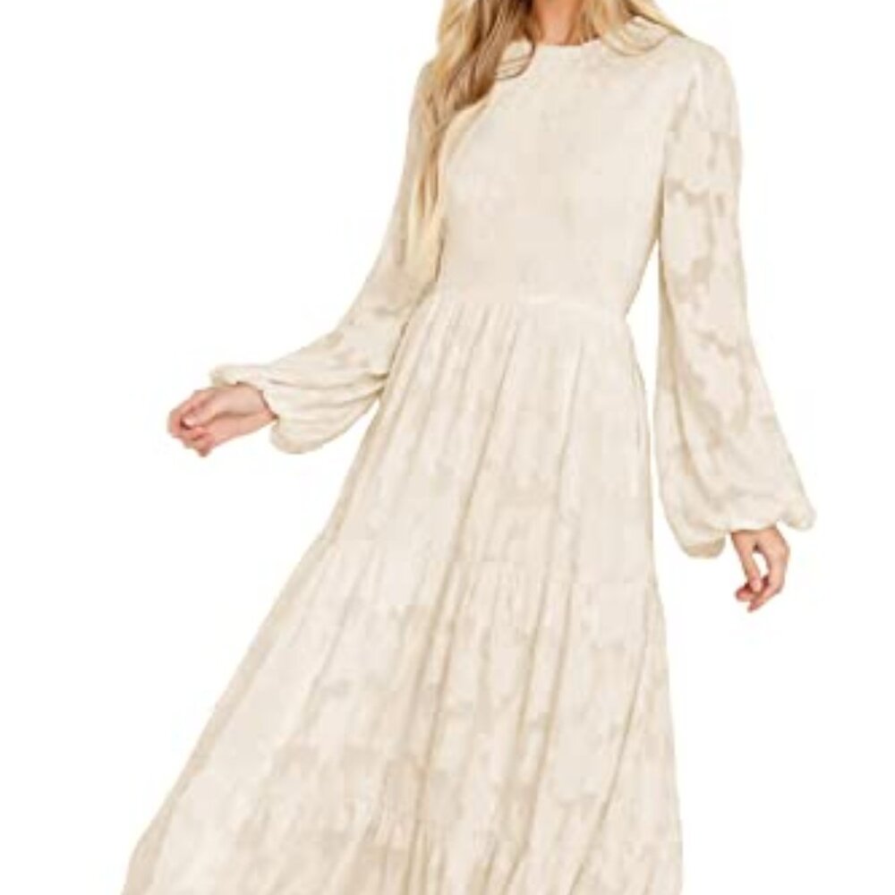 Mitilly womens smocked long sleeve maxi dress